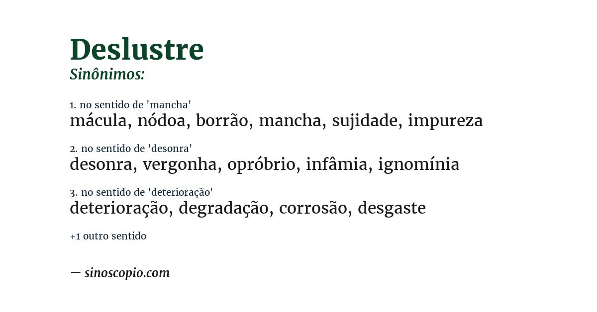 Sinônimo de deslustre