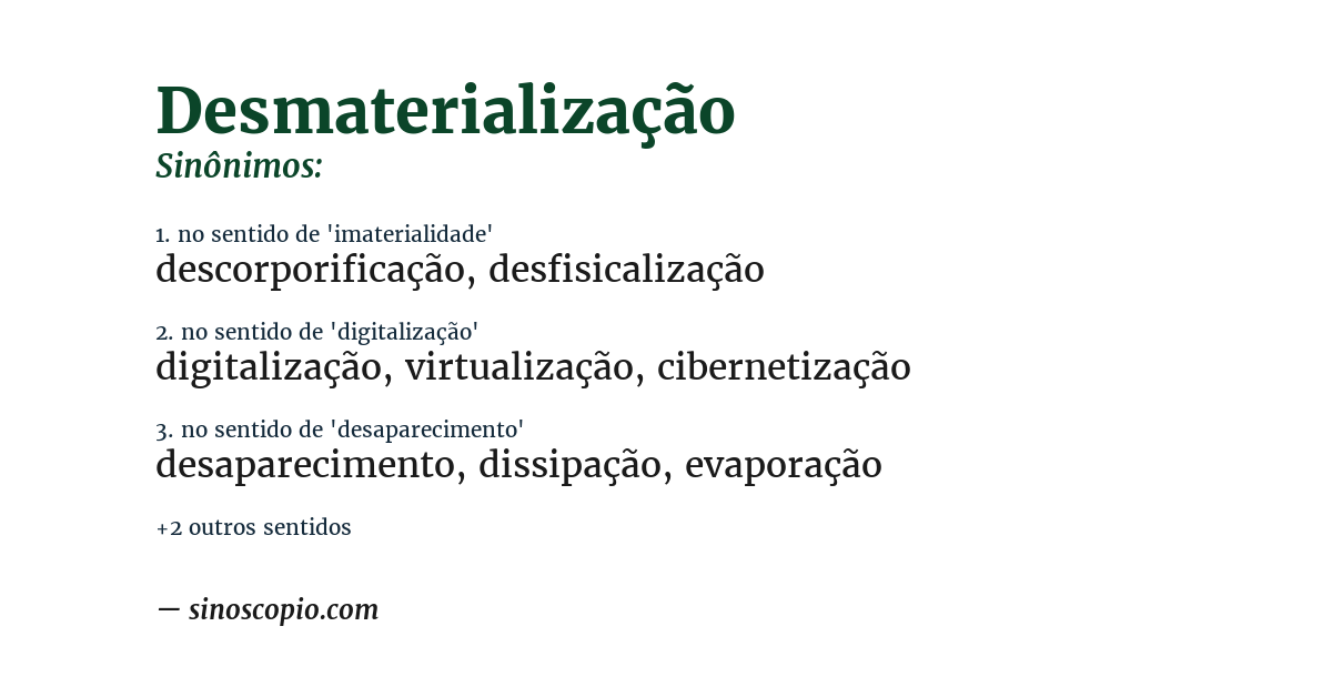 Sinônimo de desmaterialização