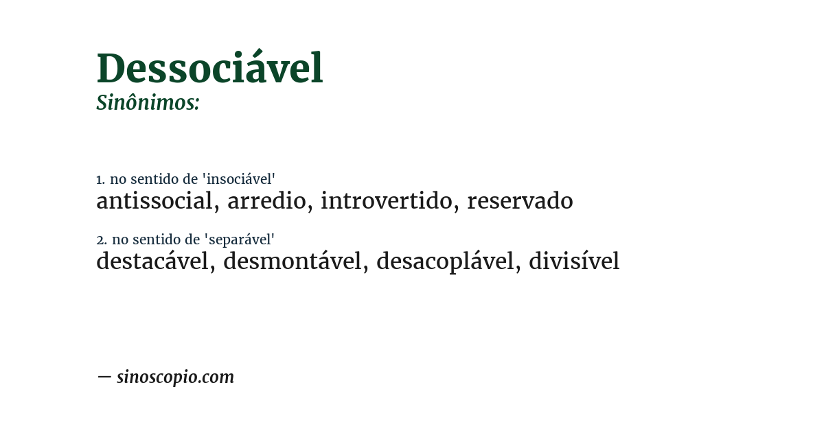 Sinônimo de dessociável