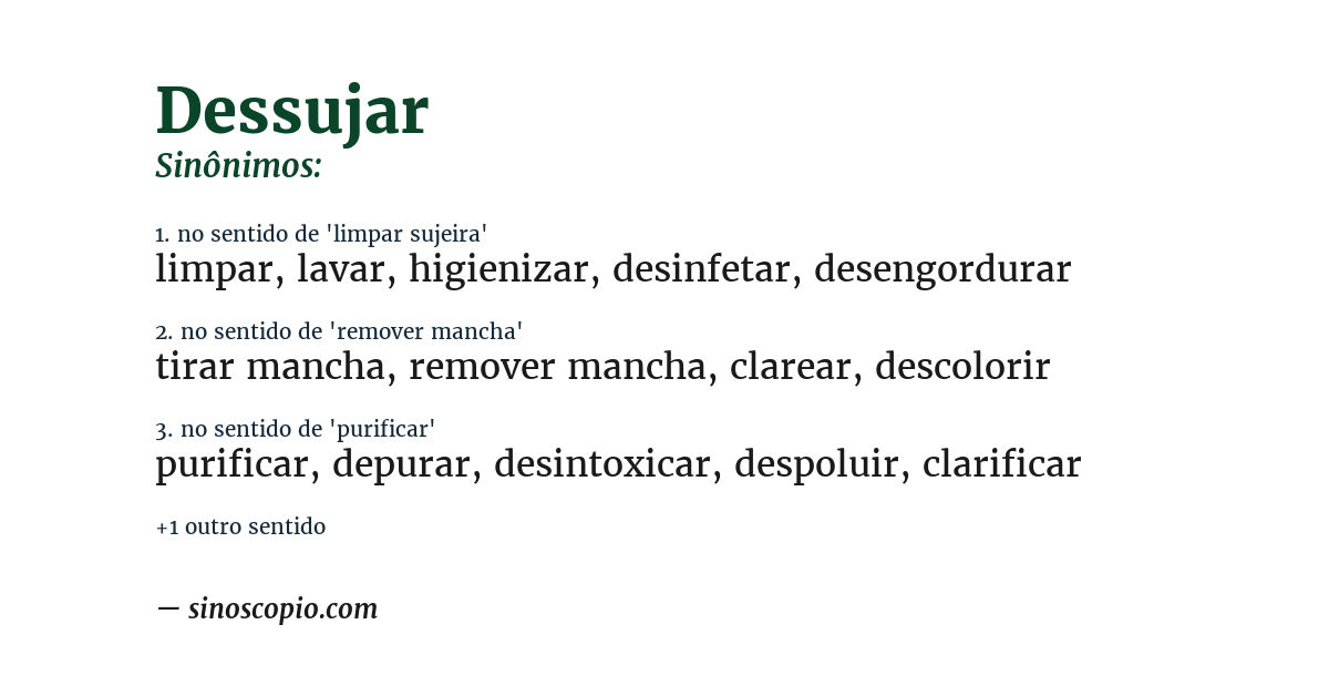 Sinônimo de dessujar