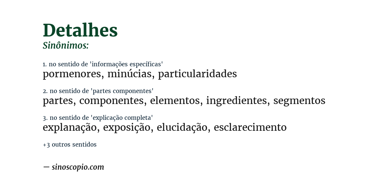 Sinônimo de detalhes