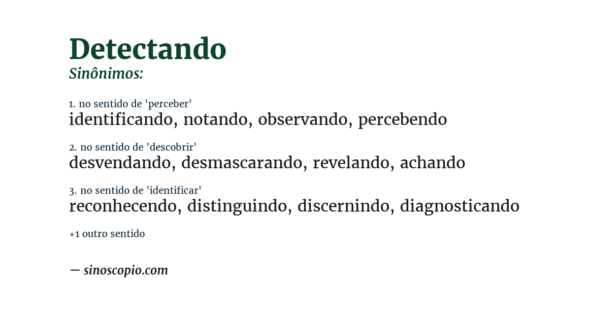 Sinônimo de detectando