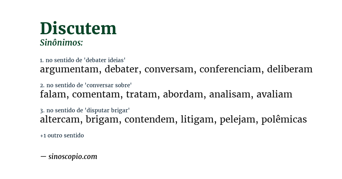 Sinônimo de discutem