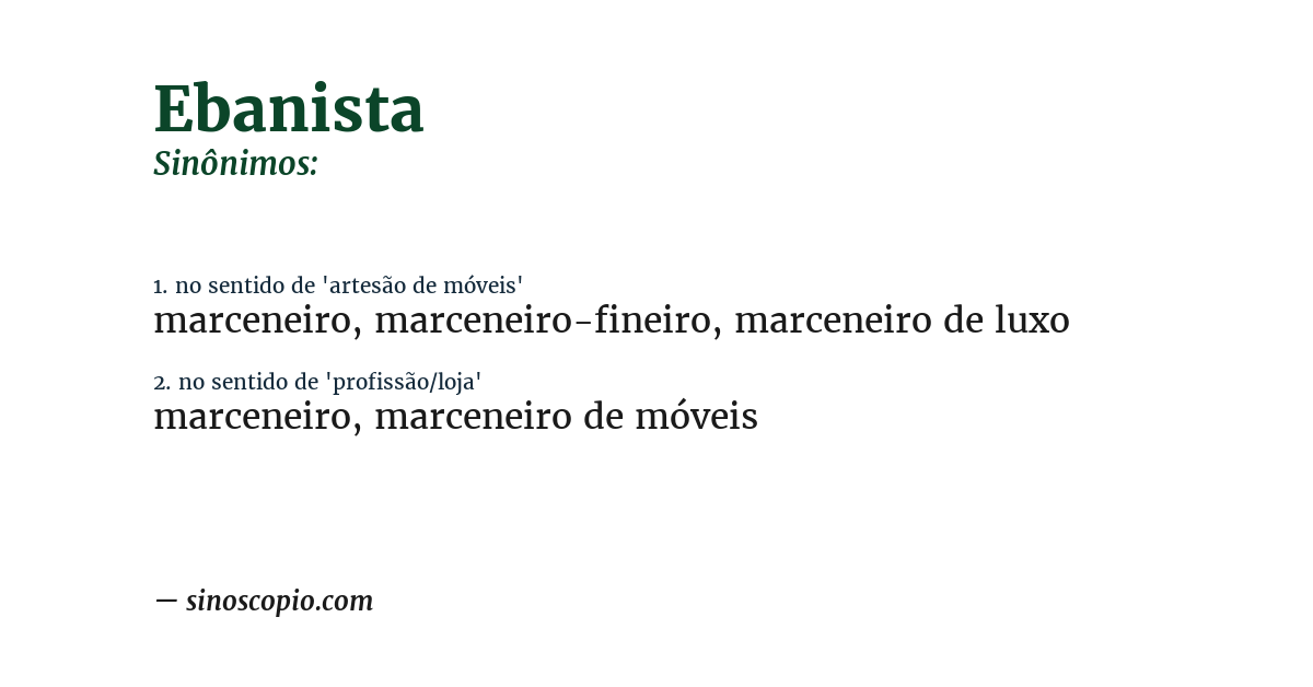 Sinônimo de ebanista