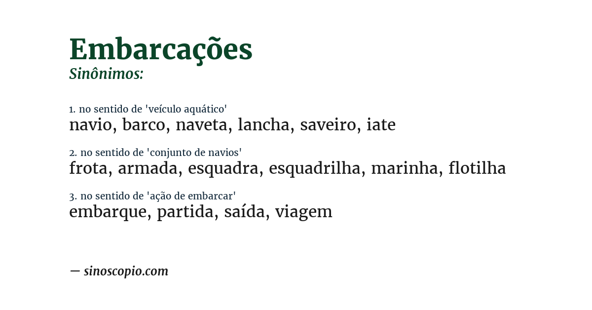 Sinônimo de embarcações