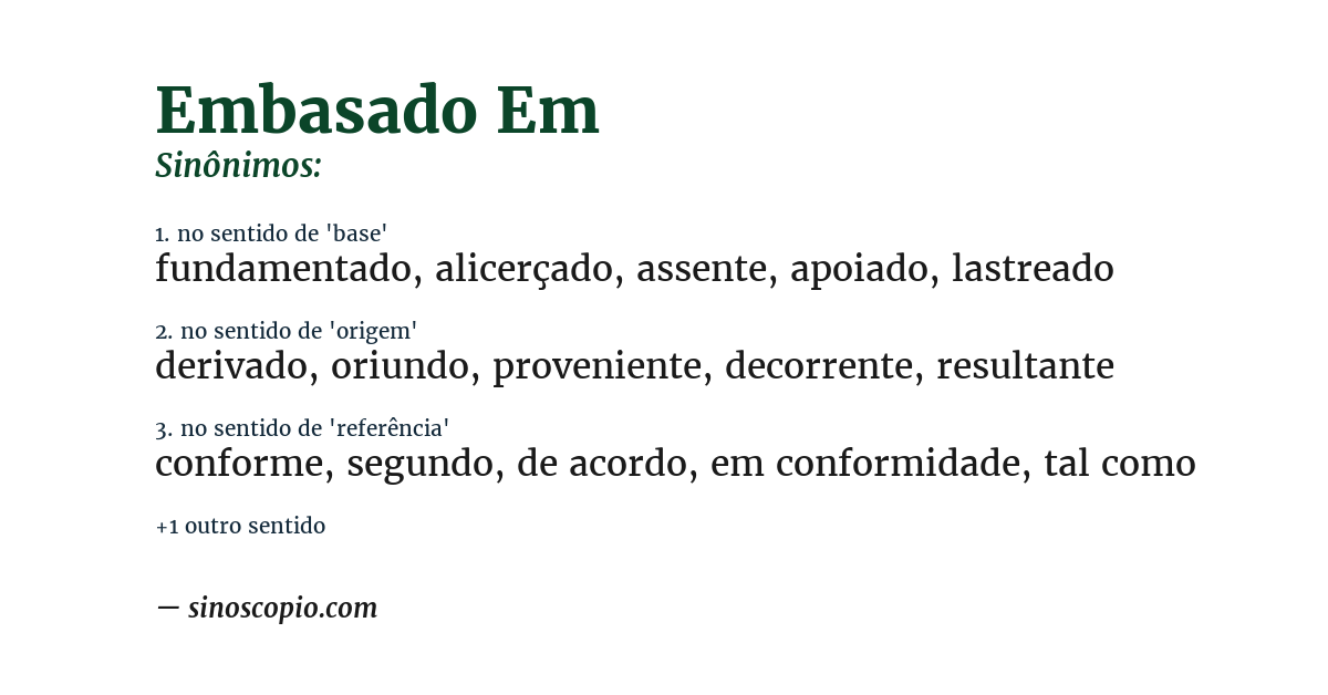 Sinônimo de embasado em