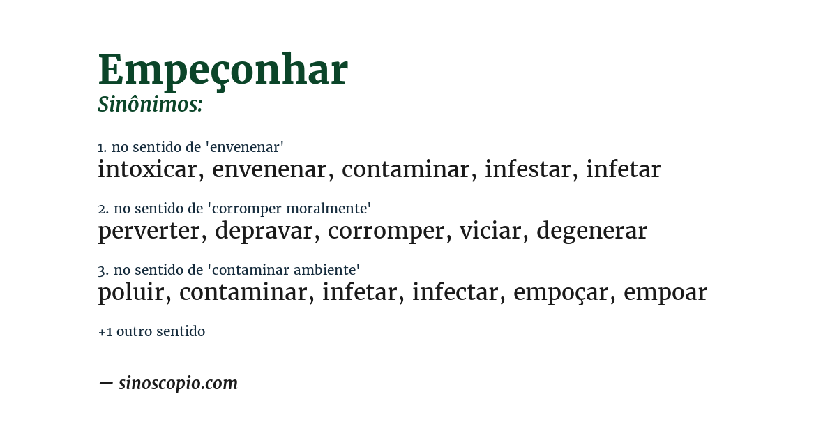 Sinônimo de empeçonhar