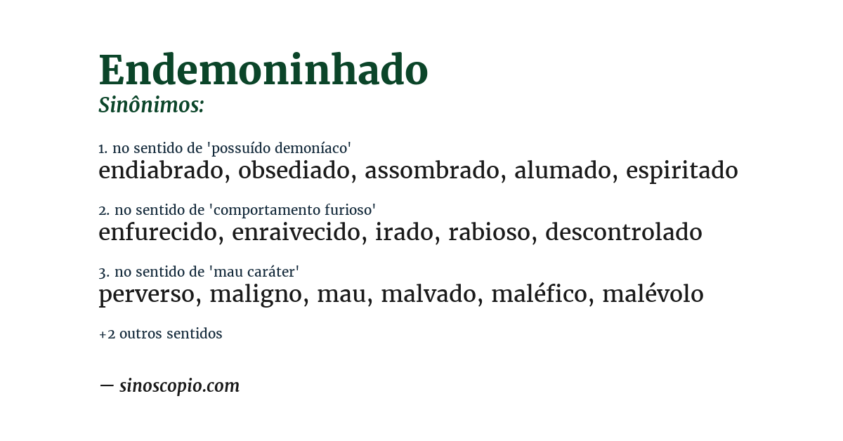 Sinônimo de endemoninhado