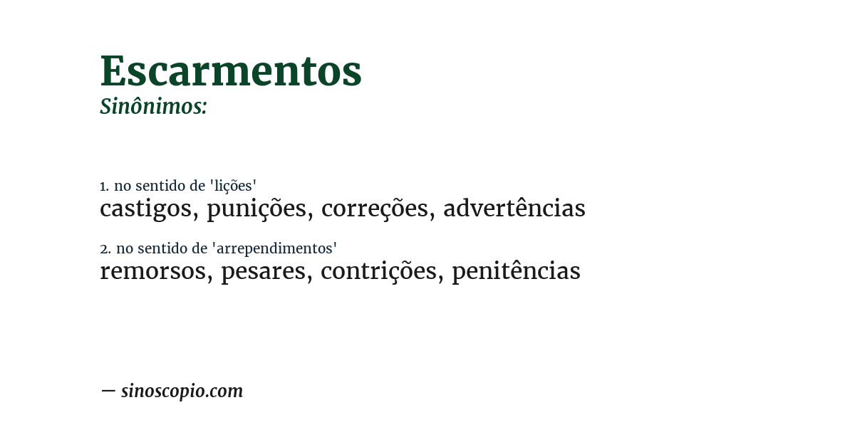 Sinônimo de escarmentos