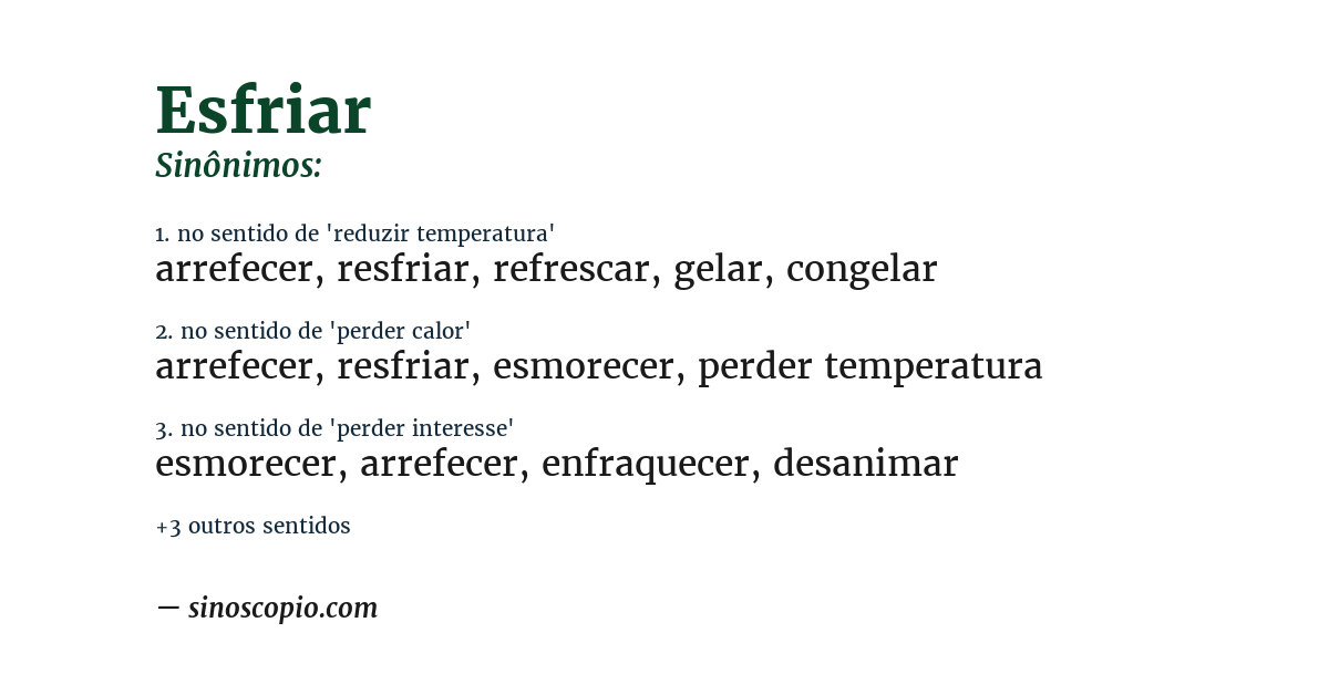 Sinônimo de esfriar