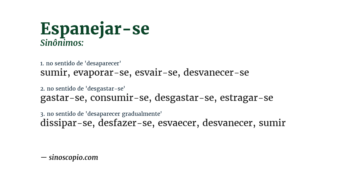 Sinônimo de espanejar-se