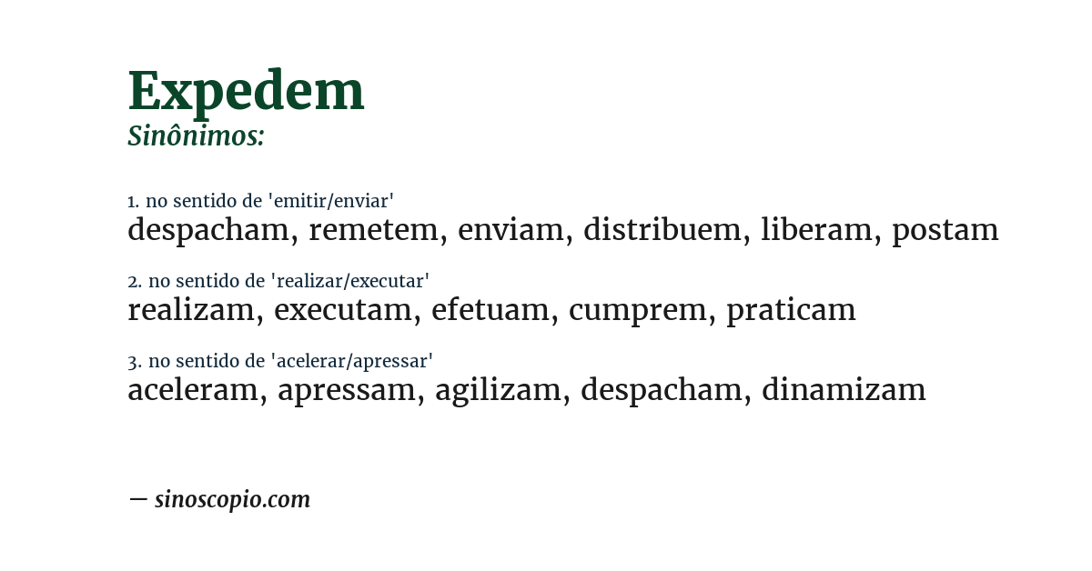 Sinônimo de expedem