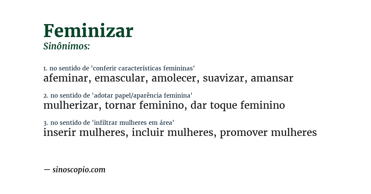 Sinônimo de feminizar