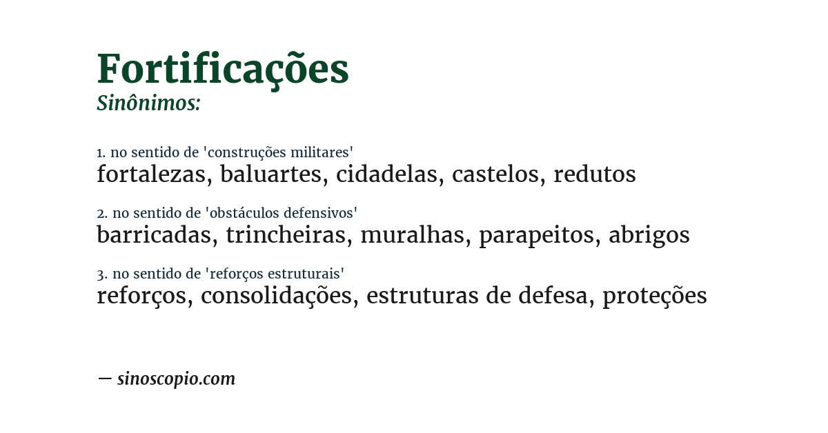 Sinônimo de fortificações