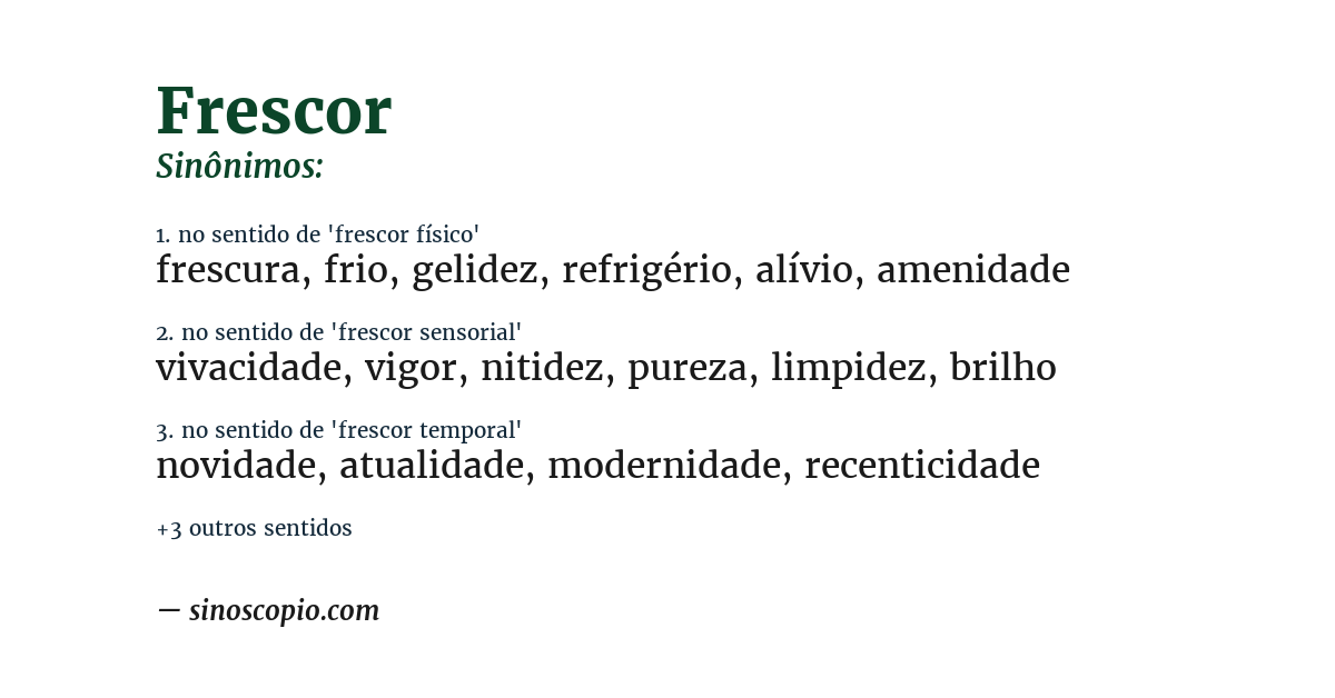 Sinônimo de frescor