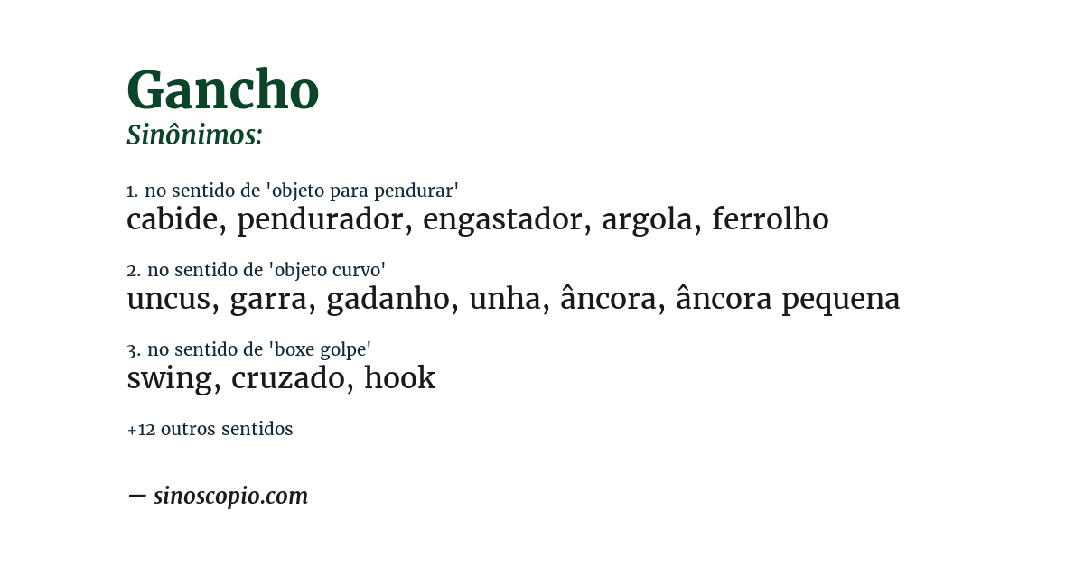 Sinônimo de gancho