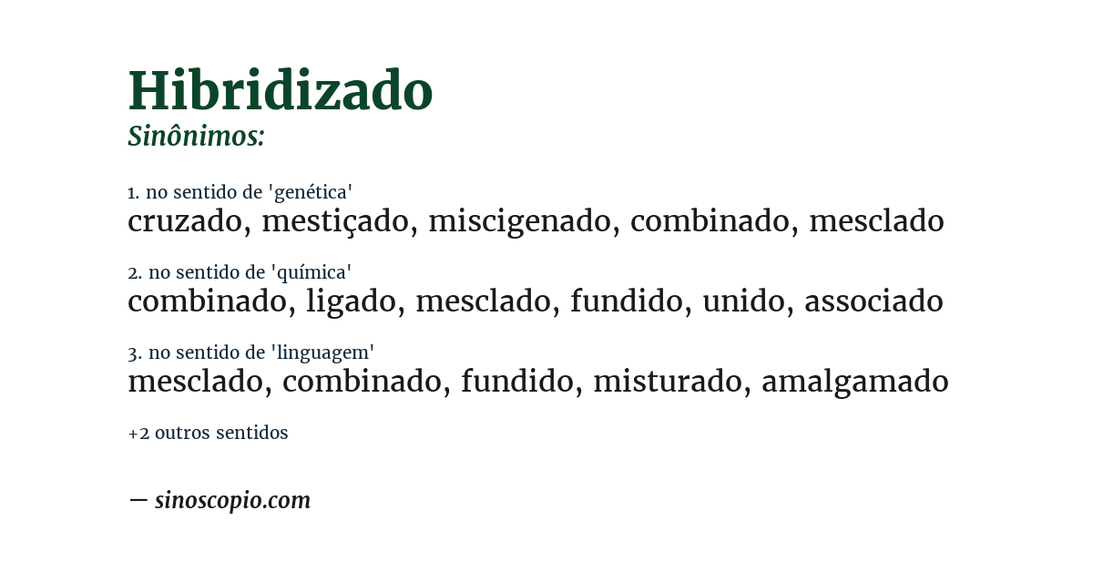 Sinônimo de hibridizado