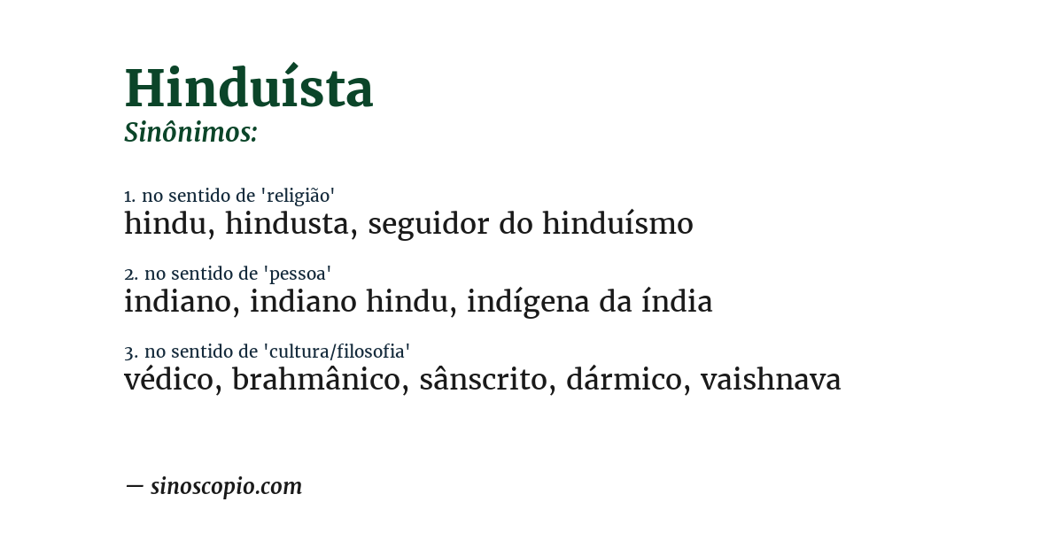 Sinônimo de hinduísta