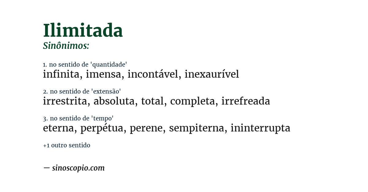 Sinônimo de ilimitada
