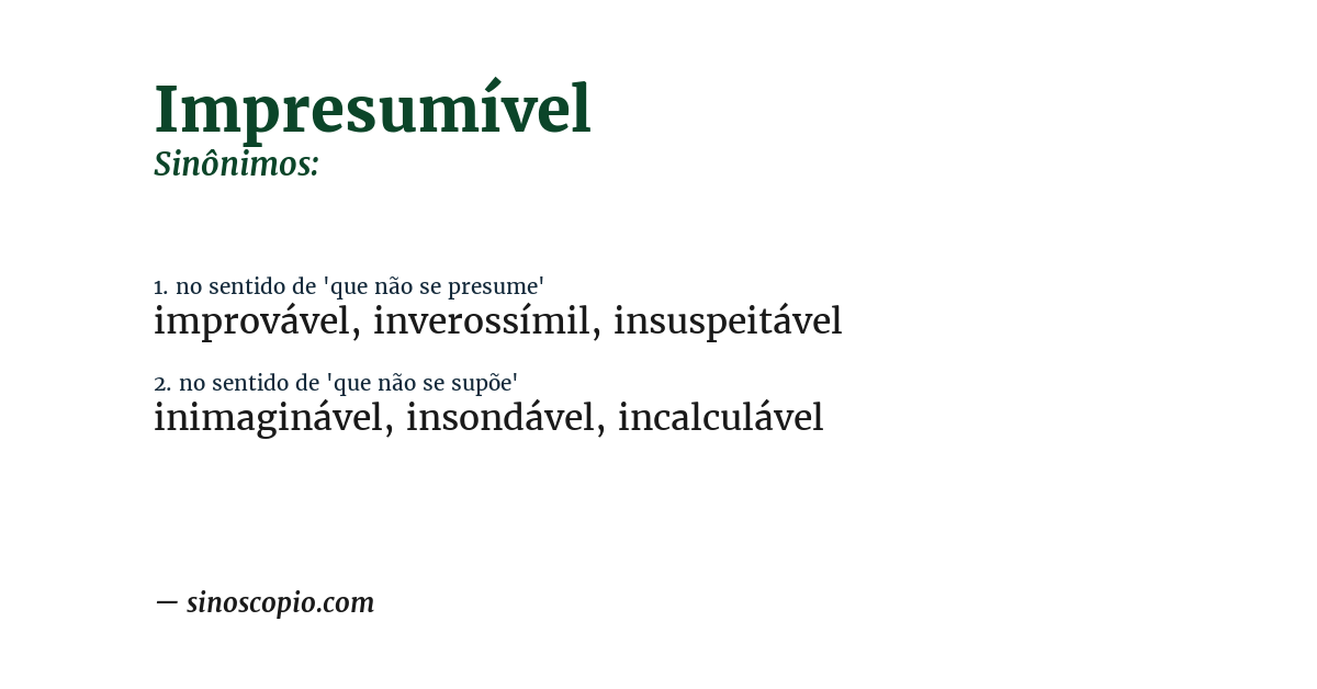 Sinônimo de impresumível
