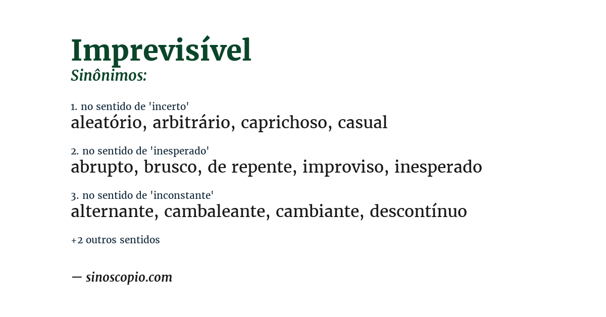 Sinônimo de imprevisível