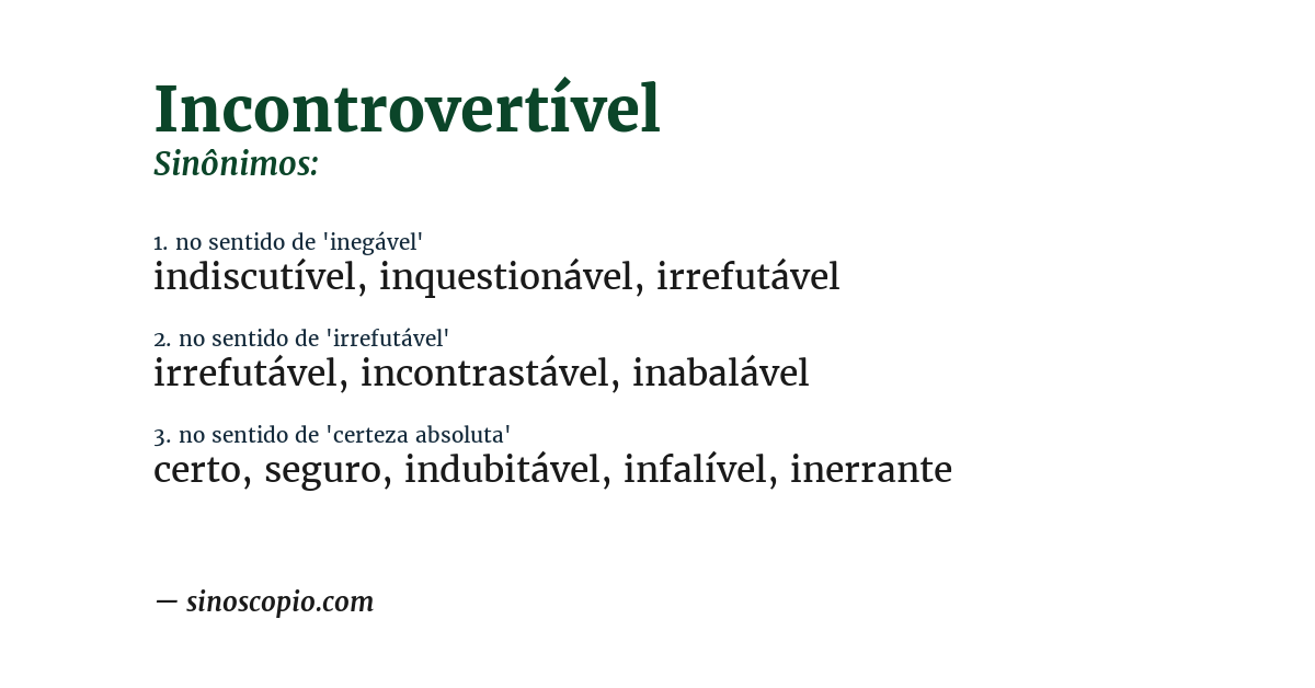 Sinônimo de incontrovertível