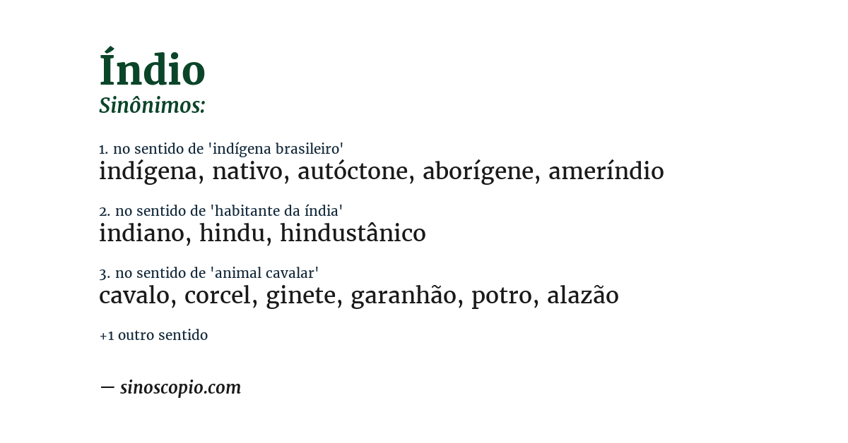 Sinônimo de índio