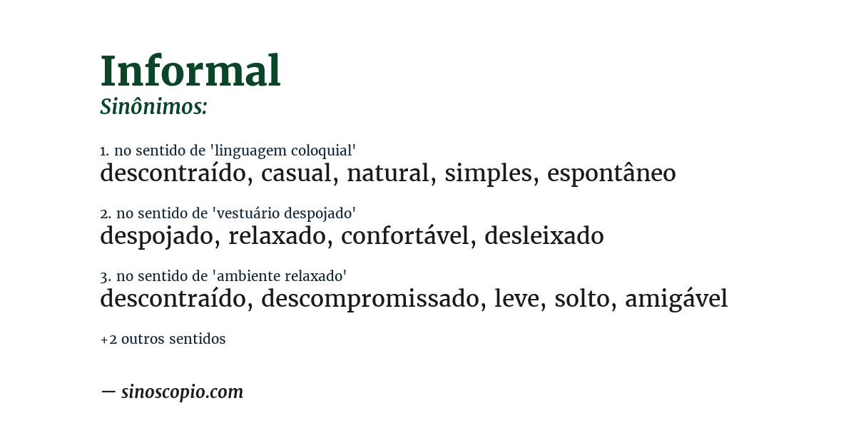 Sinônimo de informal