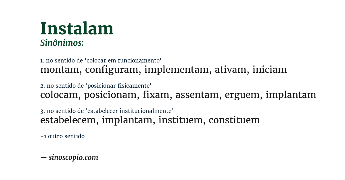 Sinônimo de instalam