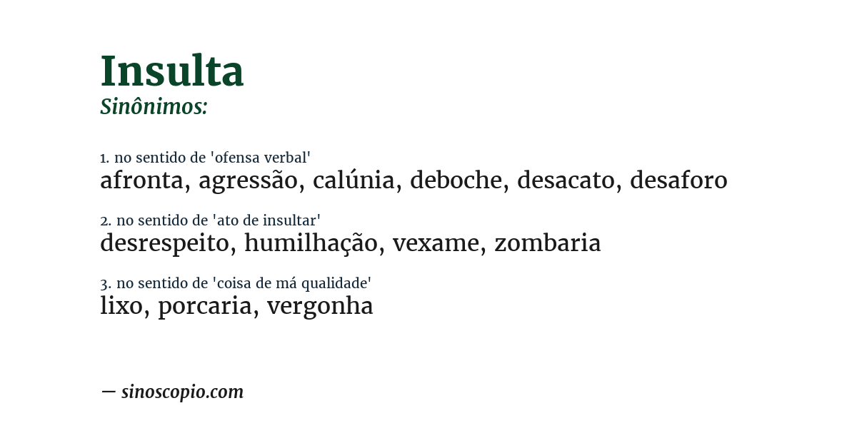 Sinônimo de insulta
