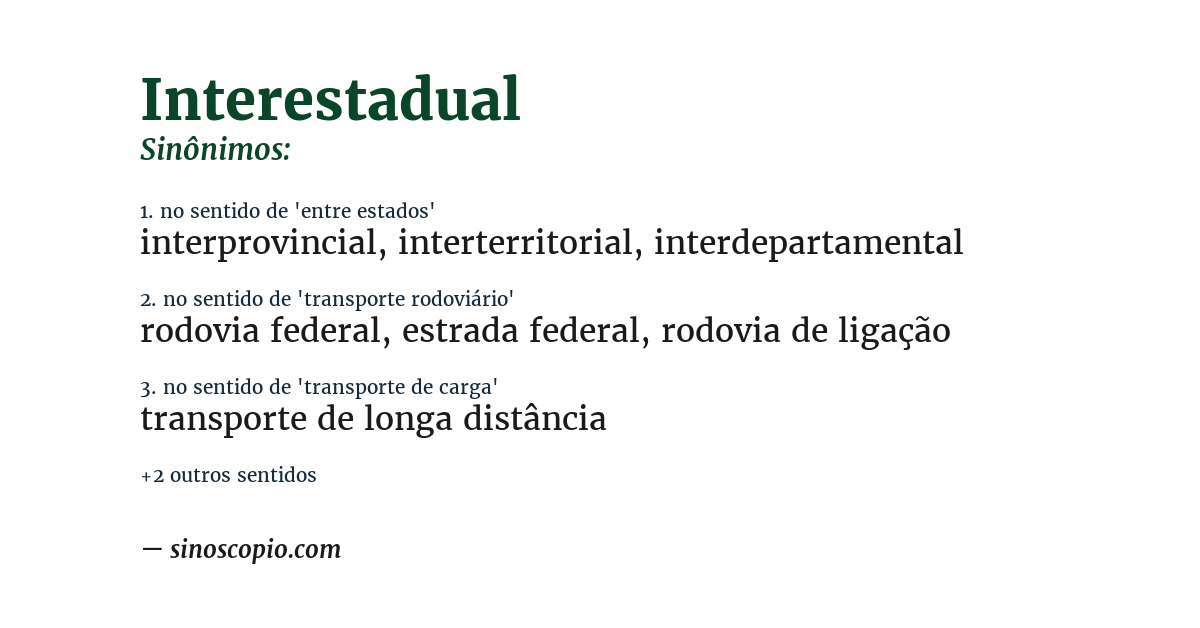 Sinônimo de interestadual