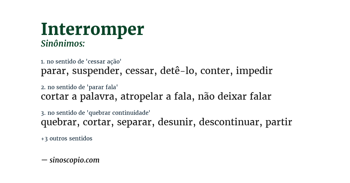 Sinônimo de interromper