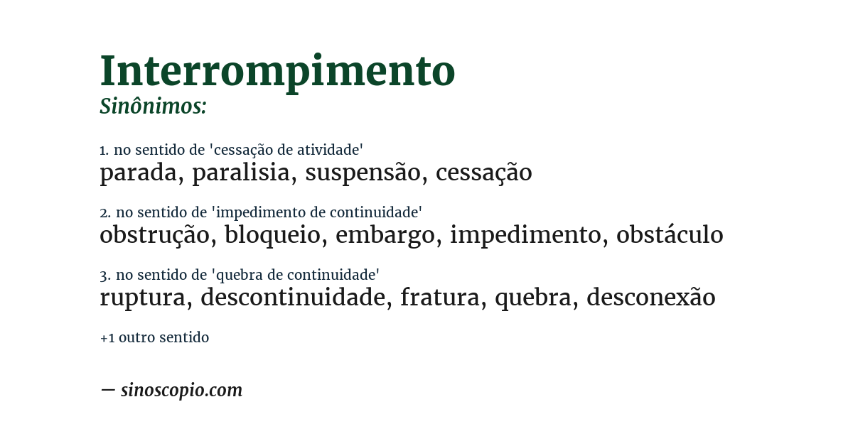 Sinônimo de interrompimento