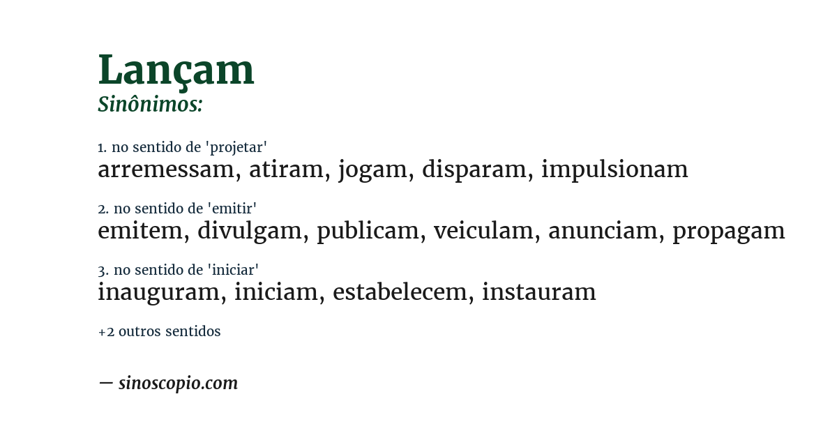 Sinônimo de lançam