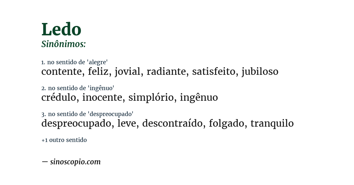 Sinônimo de ledo