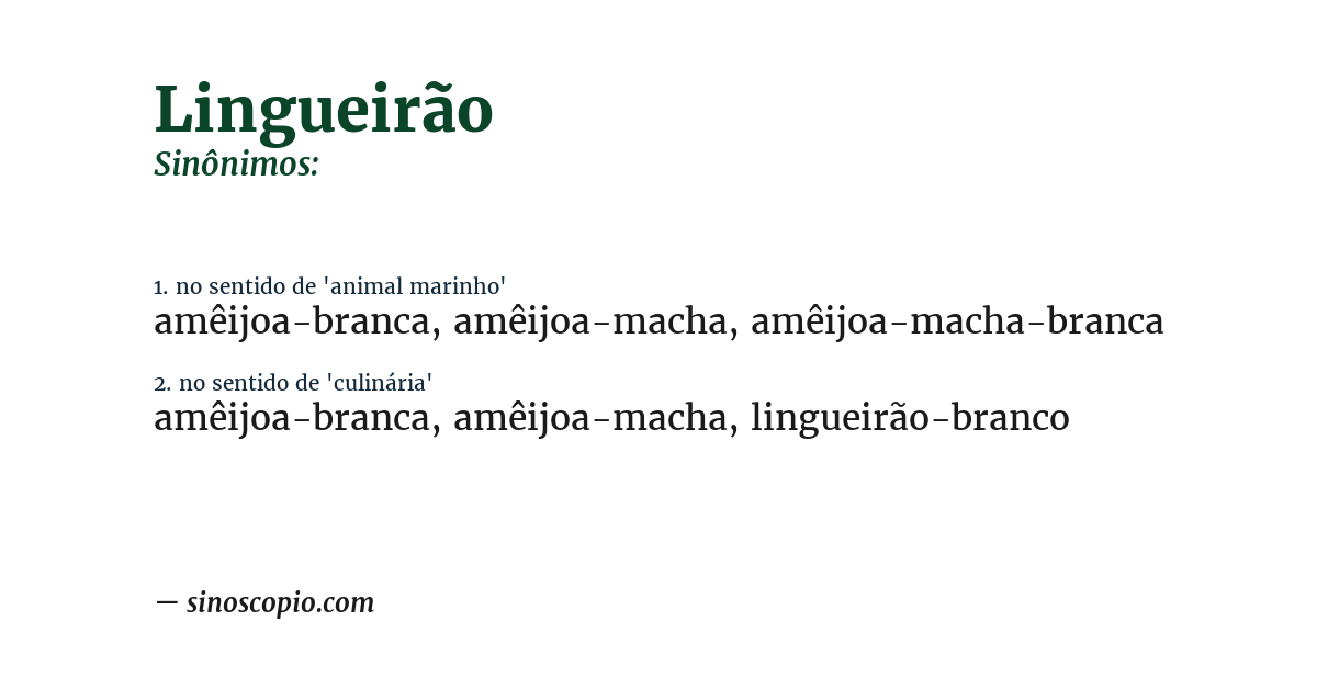 Sinônimo de lingueirão
