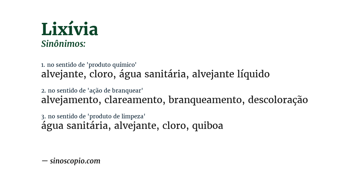Sinônimo de lixívia