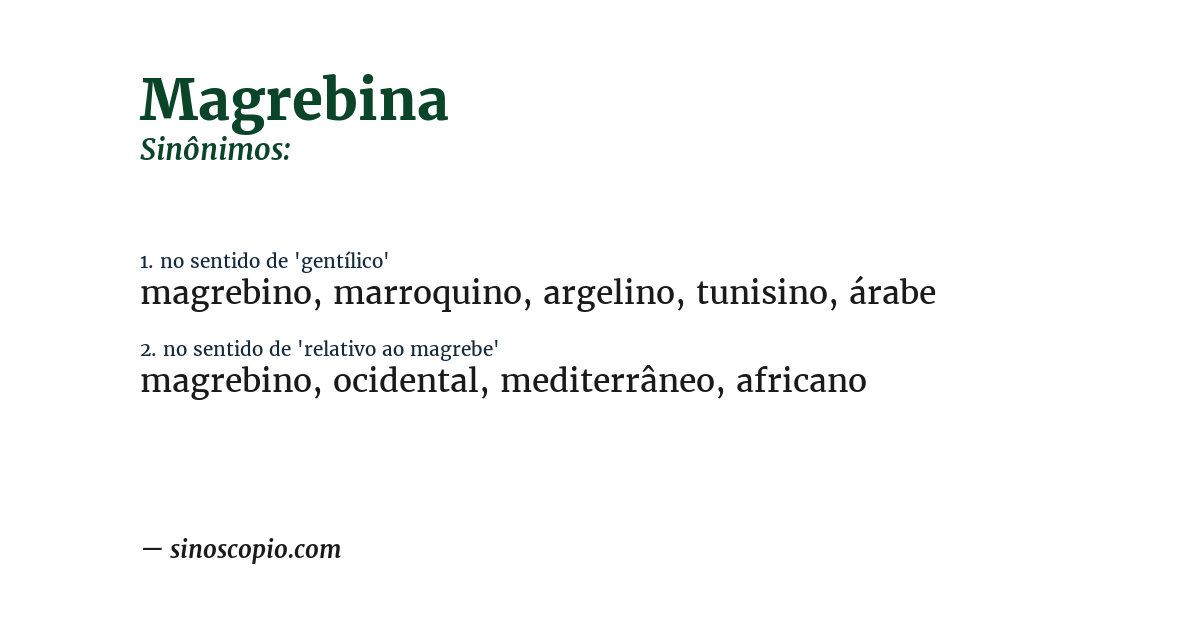 Sinônimo de magrebina