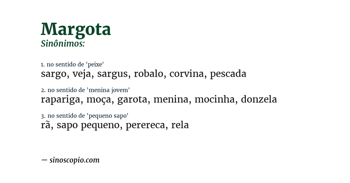 Sinônimo de margota