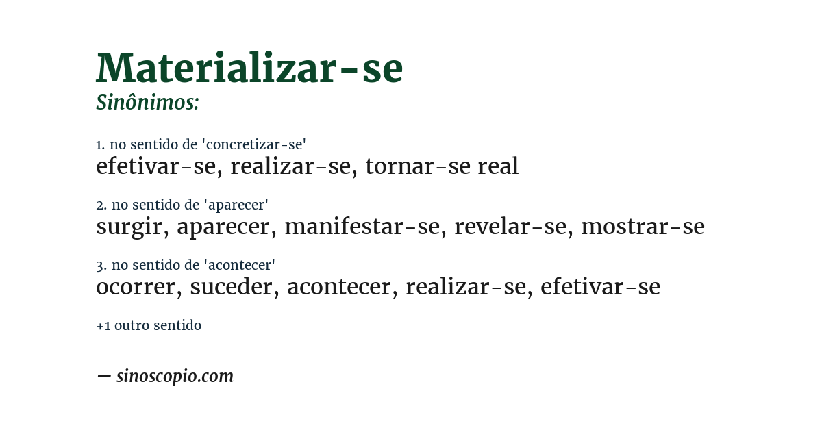 Sinônimo de materializar-se