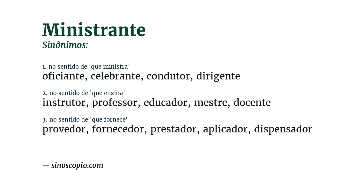Sinônimo de ministrante