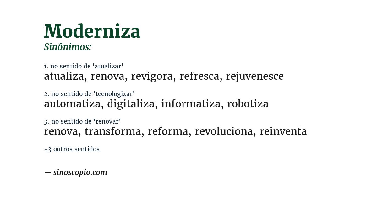 Sinônimo de moderniza