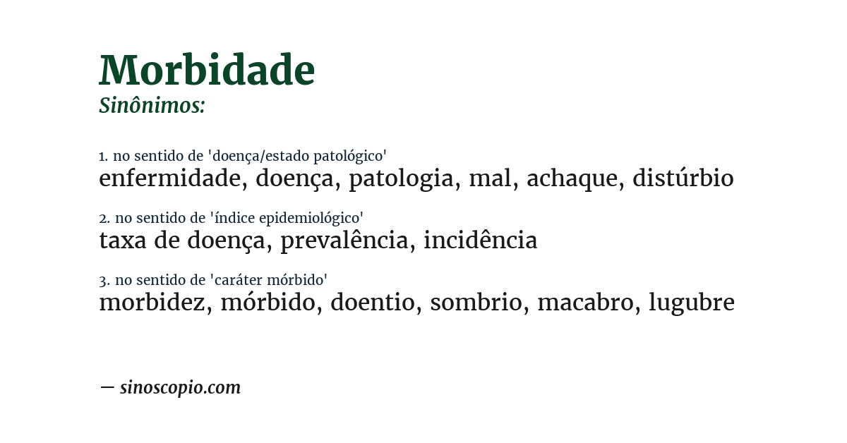 Sinônimo de morbidade