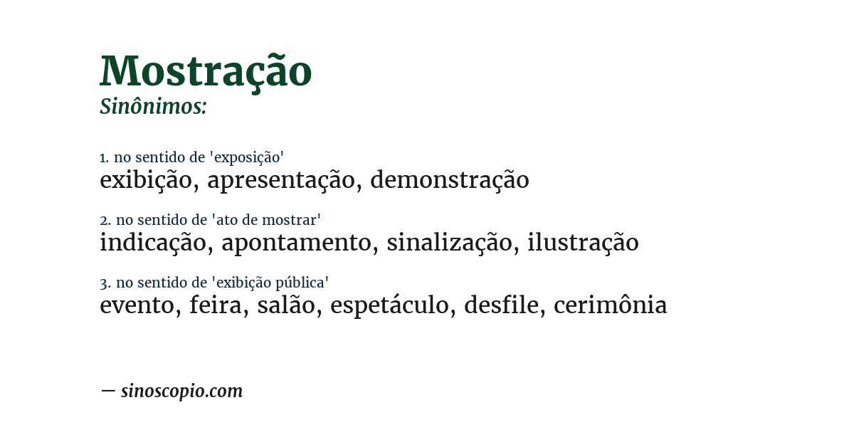 Sinônimo de mostração