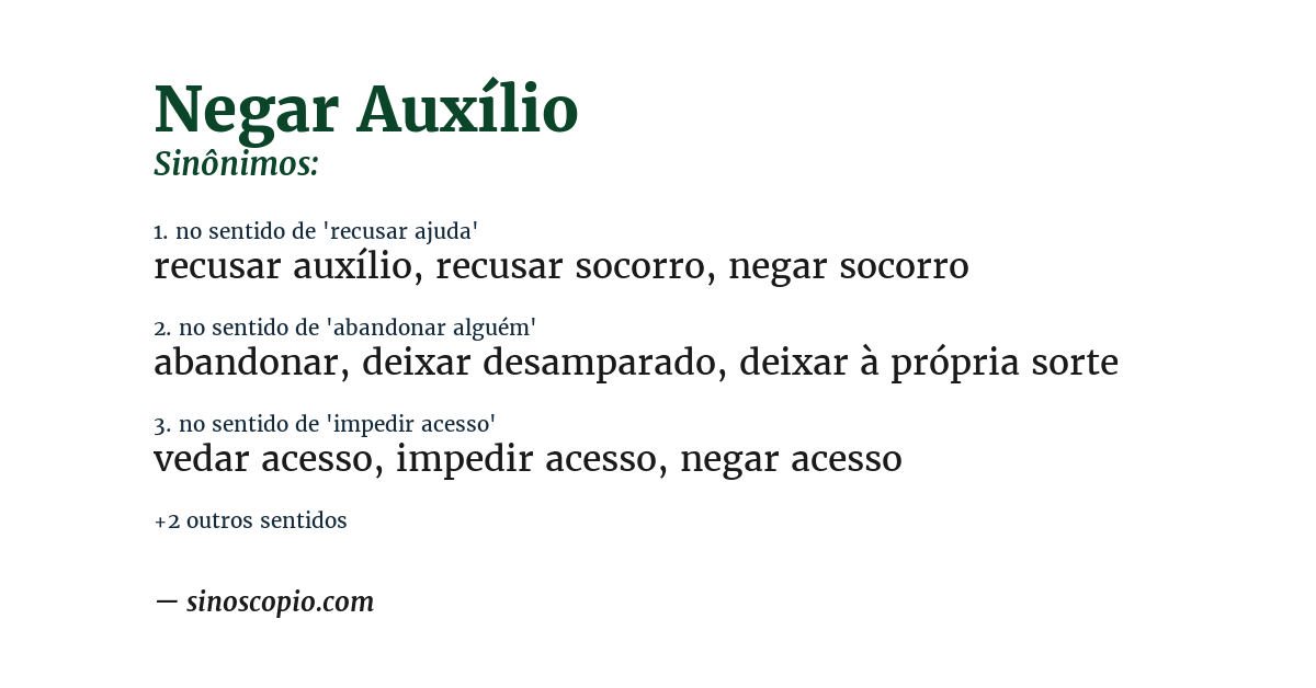 Sinônimo de negar auxílio