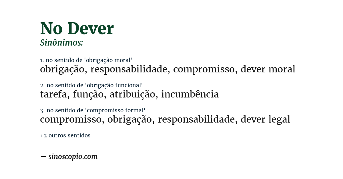 Sinônimo de no dever