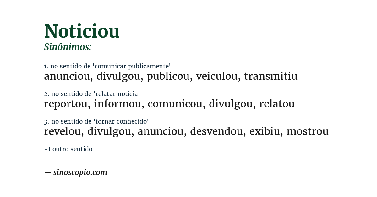 Sinônimo de noticiou