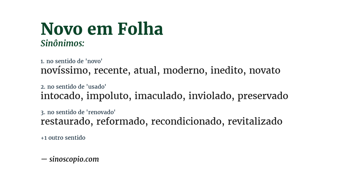 Sinônimo de novo em folha