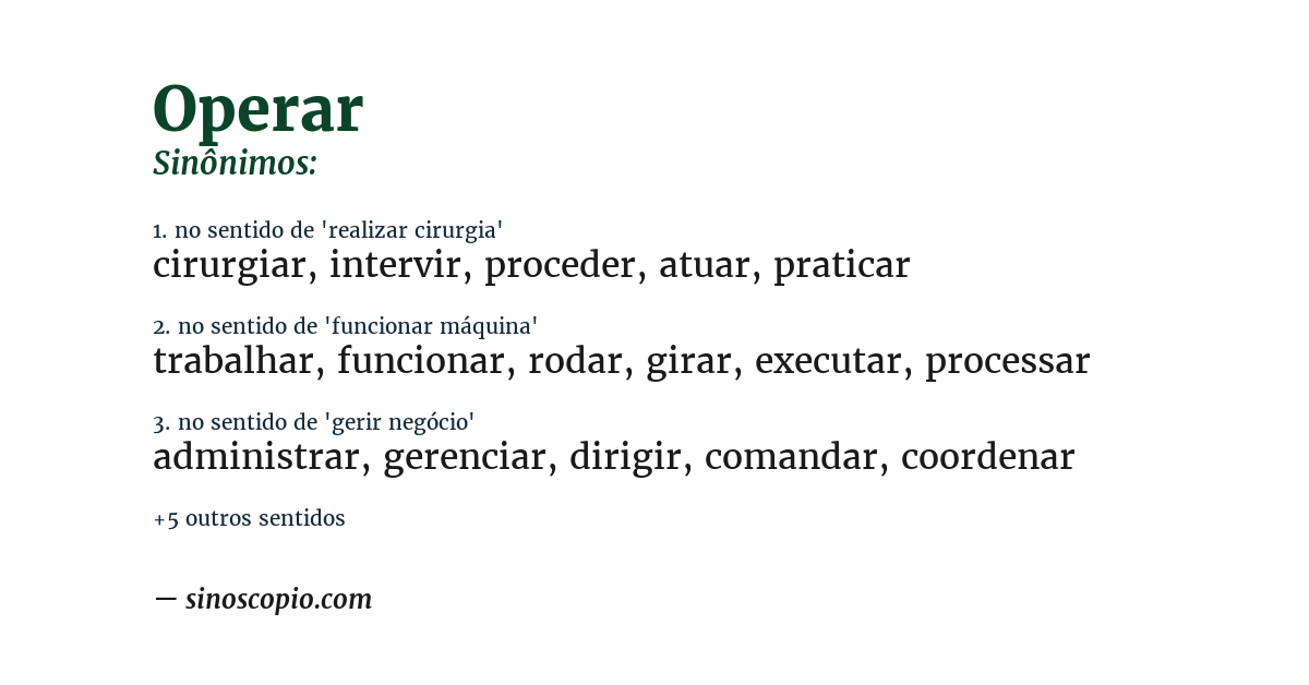 Sinônimo de operar