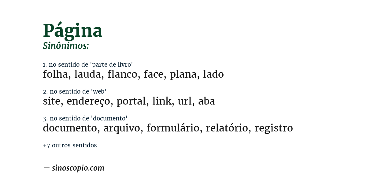 Sinônimo de página